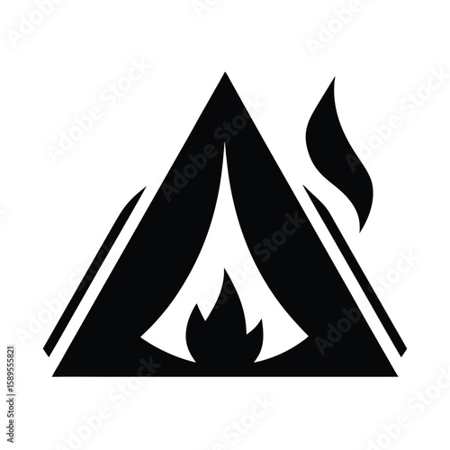 Tent Campfire Combo Icon Vector Illustration