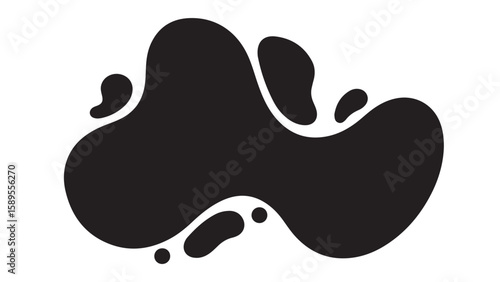 Abstract black blob shape design element on white background