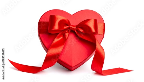 Heart-shaped gift box with red ribbon