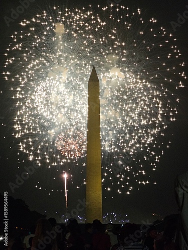 4th of July's fireworks celebrating Independence Day at the National Mall and the Washington Monument