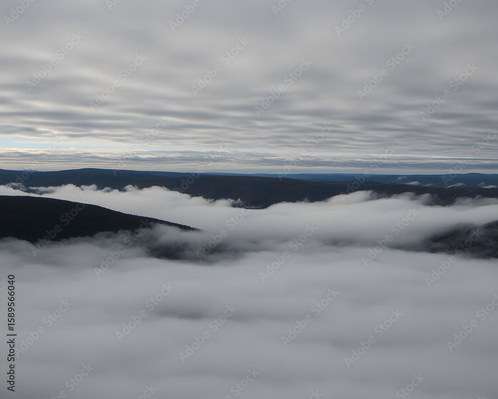 Obraz premium Misty Mountain Peaks Above Cloudscape Dramatic Landscape Photography