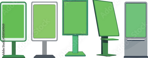 Studio microphone with a green flag provides professional audio for podcasting, radio, or recording sound, rendered in a vibrant green hue.