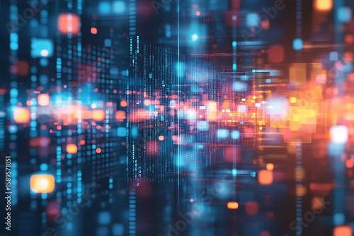 Wallpaper Mural Abstract Data Stream with Digital Binary Code Flowing Information Torontodigital.ca