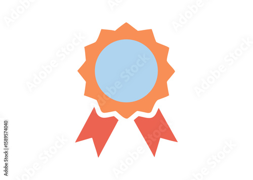 Award rosette with ribbon Vector illustration