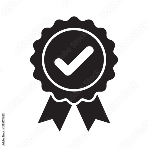 Approved Certified Icon Emblem Award Symbol Stamp of Quality for Recognition Achievement and Best Choice Designation with Ribbon