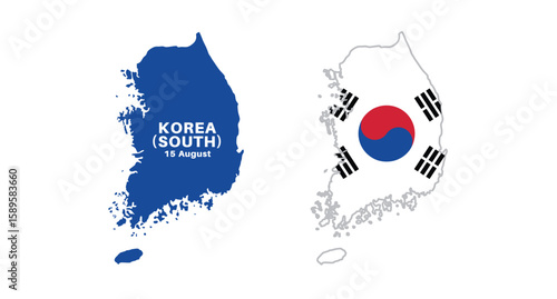 south korea flag and map set. south korea flag in official colors and proportions., map