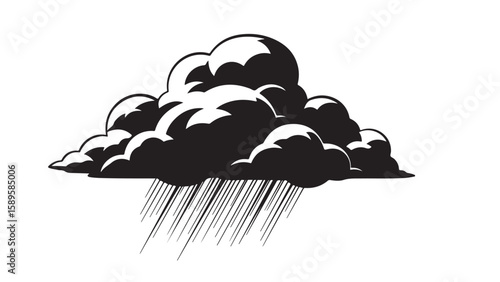 Black and white thunderstorm cloud illustration, vector graphic design element