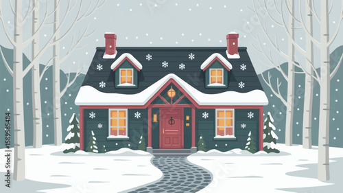 winter landscape with houses