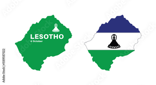 lesotho flag and map set. lesotho flag in official colors and proportions., map