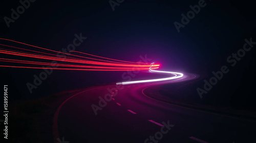 Wallpaper Mural Abstract Light Trails on Winding Road at Night, Long Exposure Torontodigital.ca