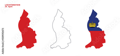 liechtenstein flag and map set. liechtenstein flag in official colors and proportions., map