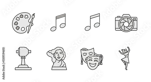 Creative Arts and Performance Outline Icons Collection