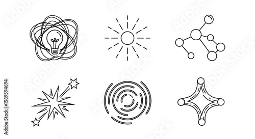 Abstract Concepts and Scientific Discoveries Outline Icons
