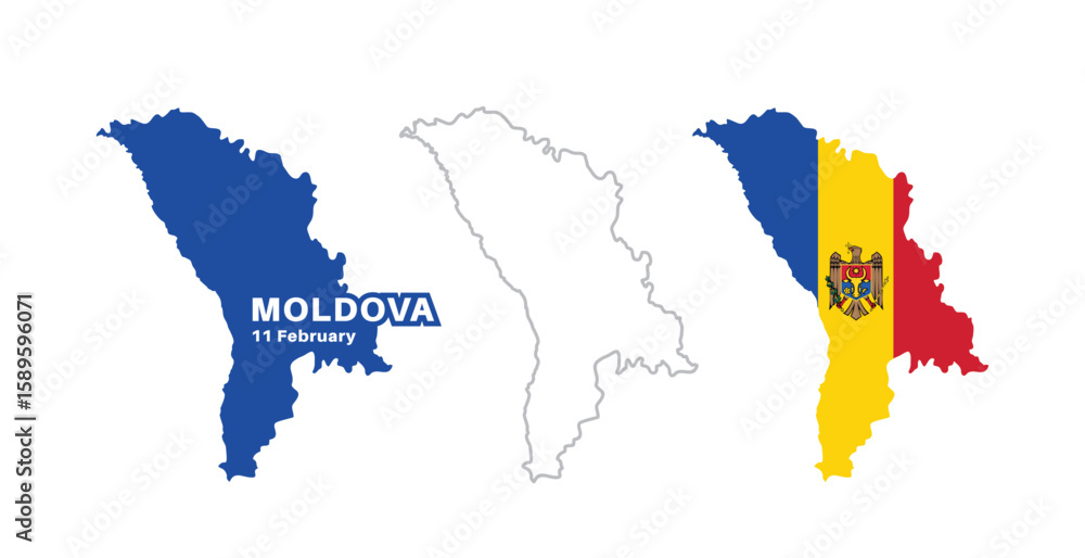 Obraz premium moldova flag and map set. moldova flag in official colors and proportions., map