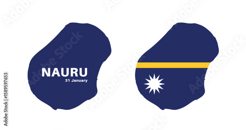 nauru flag and map set. nauru flag in official colors and proportions., map