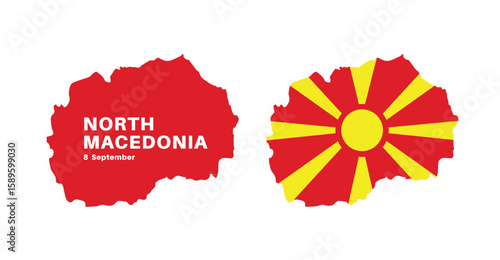  north macedonia flag and map set. north macedonia flag in official colors and proportions., map