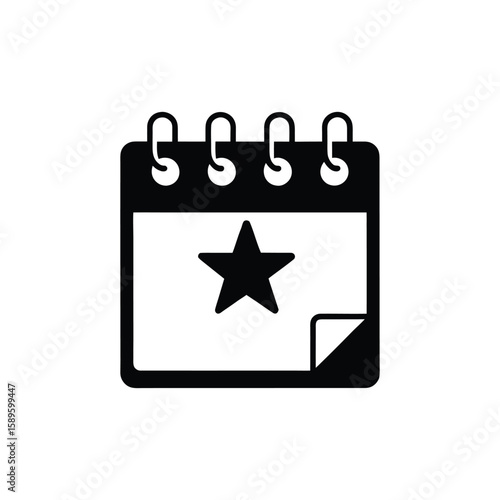 Calendar page with a star and list items isolated on white background