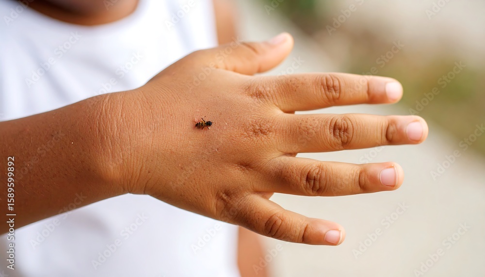 Fototapeta premium Child's hand with insect