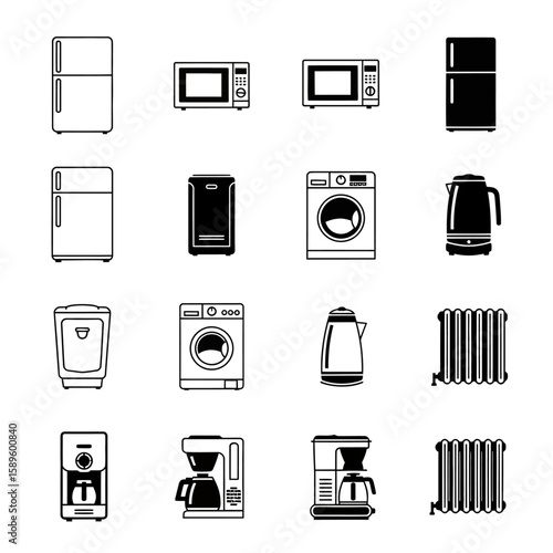 Vector art of collection of home appliance icons