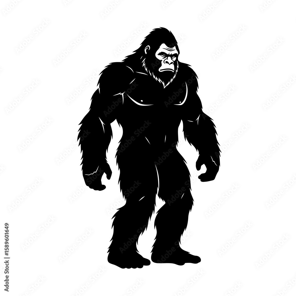 Fototapeta premium Vector art of a powerful gorilla standing, isolated on a white background