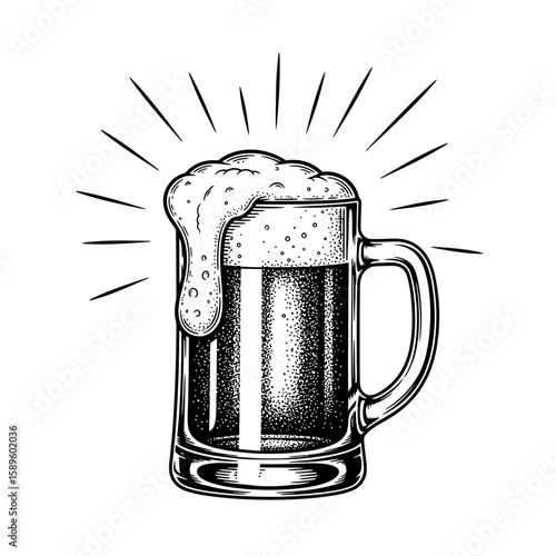 Vector art of a frothy beer mug illustration isolated on white background