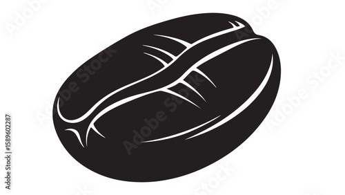 Black and White Coffee Bean Vector Illustration