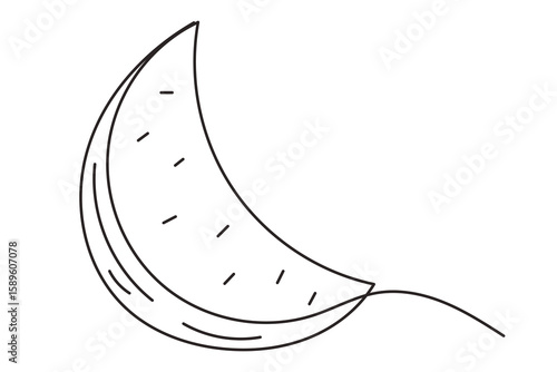 Line Art Watermelon Fruit. Outline Contour Drawing. Summer Tropical Resort Rest Vacation Symbol Silhouette Design. Curve Wavy Shape. Fresh Healthy Vitamin Ripe Vegetarian Food Harvest 