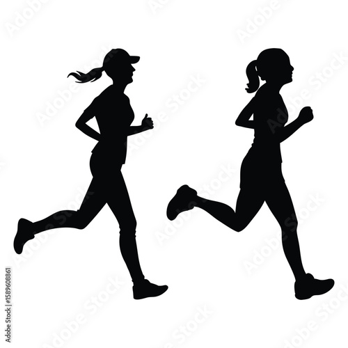 silhouette of running woman athletes runners fitness sports person
