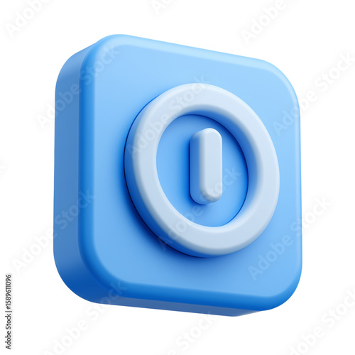 blue power button on white background