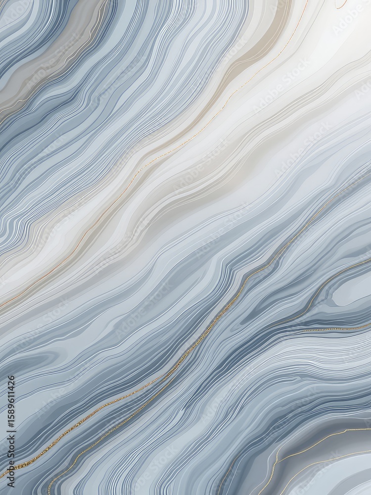 Obraz premium Elegant abstract flow art background with fluid blue, gray, and shimmering gold lines for stylish presentations