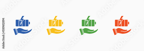 Energy Saver Power Icon Set Color Multiple Style Collection