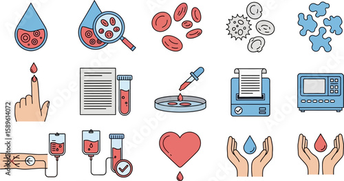 Blood donation process vector illustration medical healthcare blood test kit
