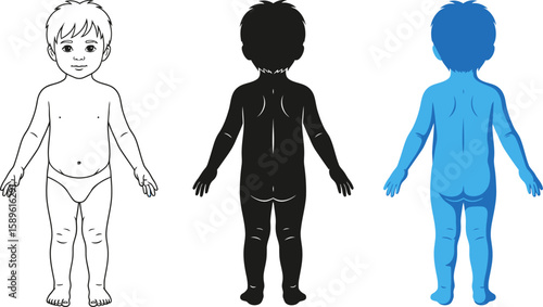 Boy body outline anatomy study guide for artists and medical professionals