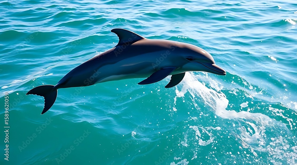 Fototapeta premium A dolphin leaping from the ocean