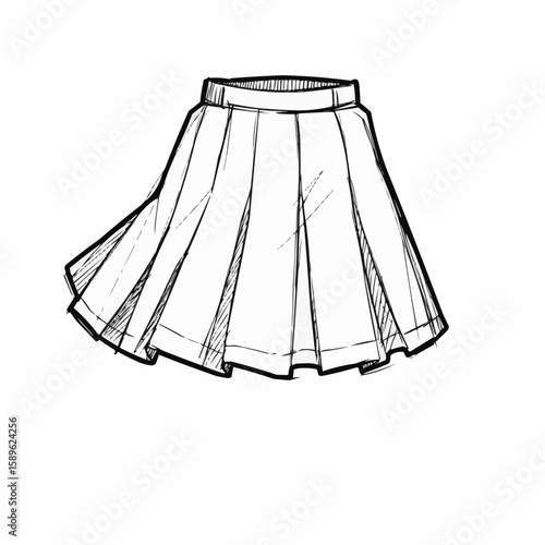 Skirt illustration in minimalist style with simple lines and forms  