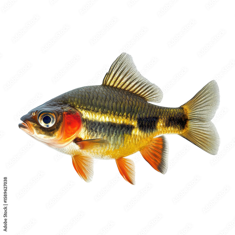 Fototapeta premium Freshwater fish, An assortment of freshwater fish gliding through clear water, isolated on transparent background