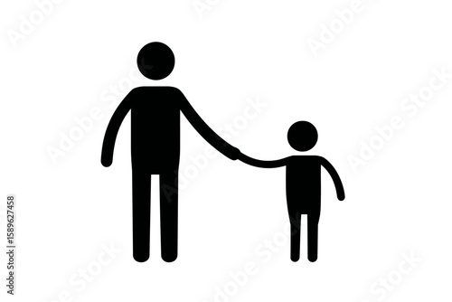 Parent-Child Silhouette: A simple yet heartwarming depiction of a parent and child holding hands, representing the core values of familial connection and unity.