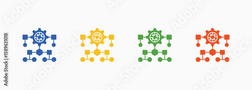 Algorithm Icon Set Color Multiple Style Collection