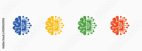 Artificial Intelligence Icon Set Color Multiple Style Collection