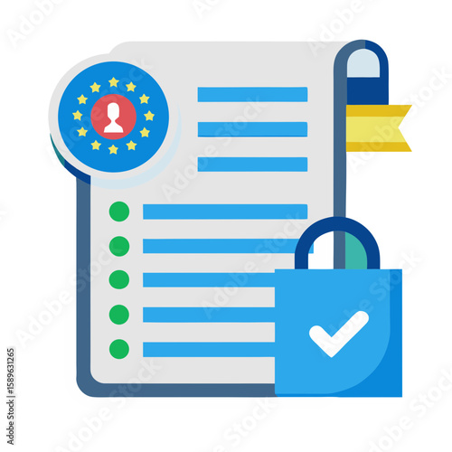 G D P R document with lock and checkmark GDPR data protection