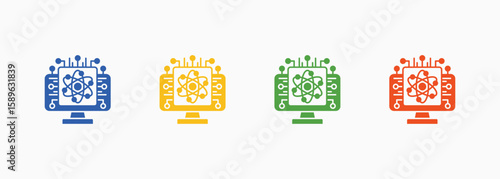 Quantum Computing Icon Set Color Multiple Style Collection