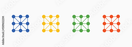 Pattern Recognition Icon Set Color Multiple Style Collection