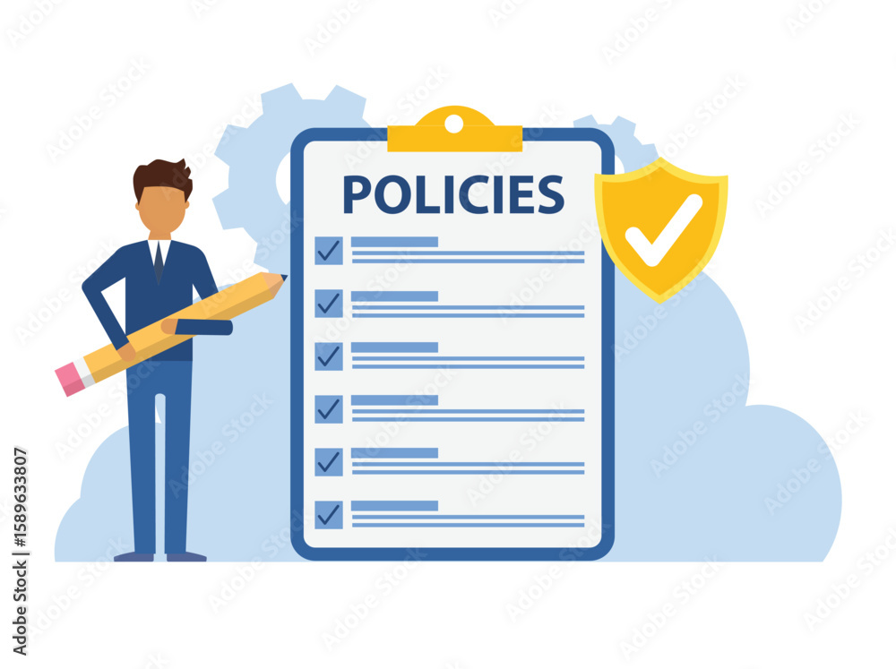 Business policy document concept. Contract papers. Insurance policies. Business policy document concept. Contract papers. Insurance policies.