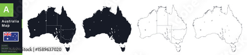 Australia Political Map Vector Set with States and Territories