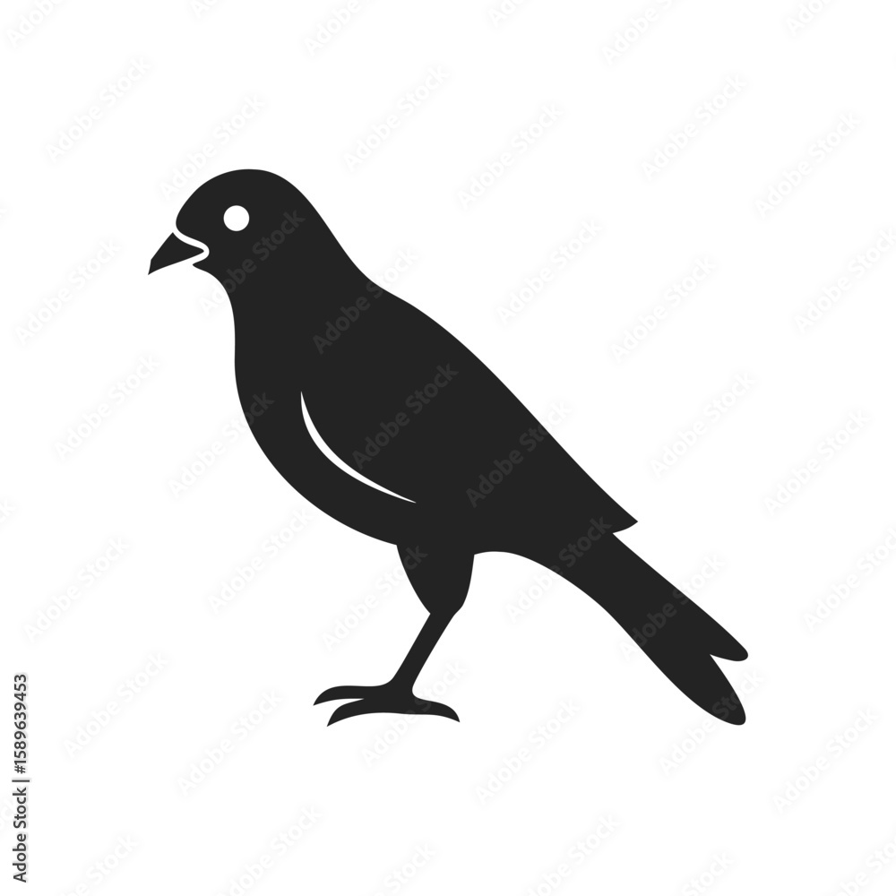 Fototapeta premium Bird сrow icon silhouette. Vector logo of a bird standing. Illustration side view isolated on white background.