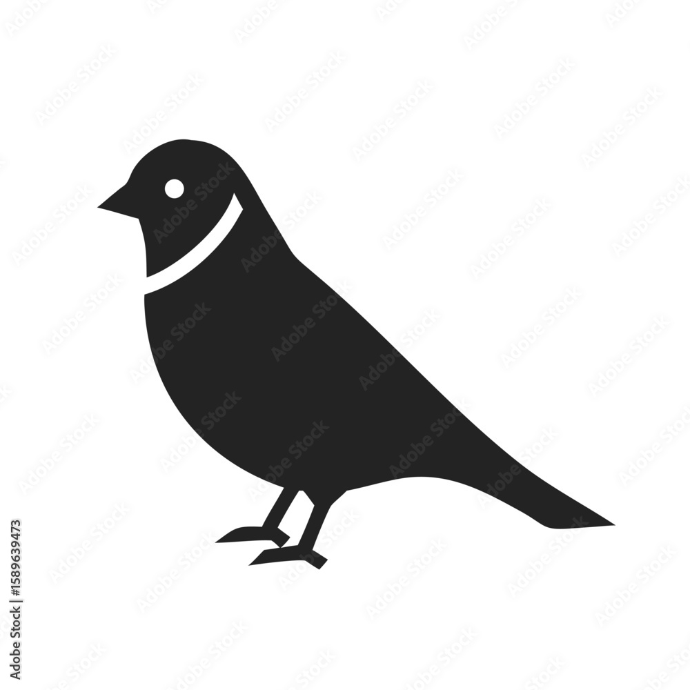 Fototapeta premium Bird icon silhouette. Vector logo of a bird standing. Illustration side view isolated on white background.