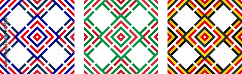 rhombus pattern of france, italy and belgium flags. loop background. vector illustration