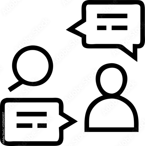 Outline communication icons for business emails and chat