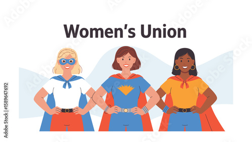 Women's Union: Diverse Group of Superheroines Standing United for Empowerment and Equality