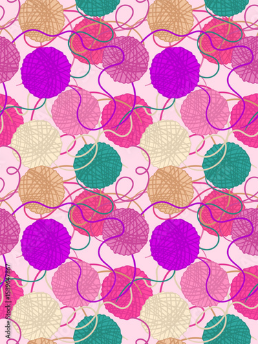 vibrant hobby themed vector background featuring various wool skeins and abstract lines ideal for creative craft projects and posters